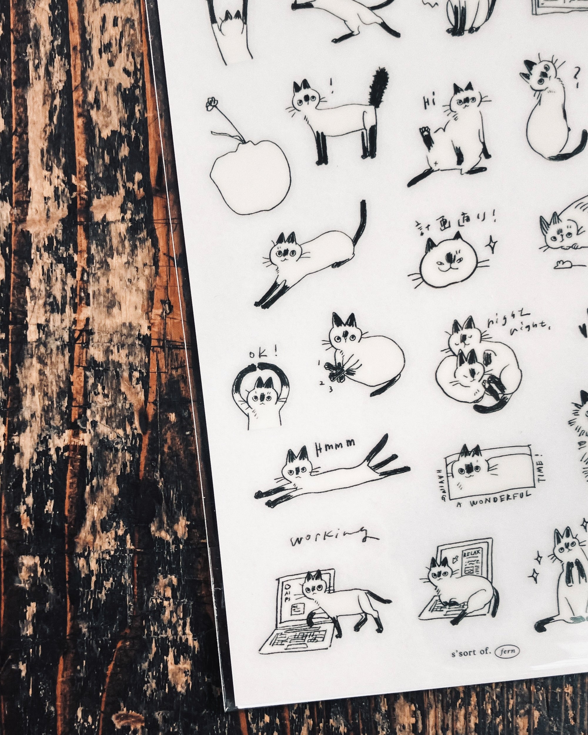Some Sort of Fern | Siamese Cat  Print On Stickers