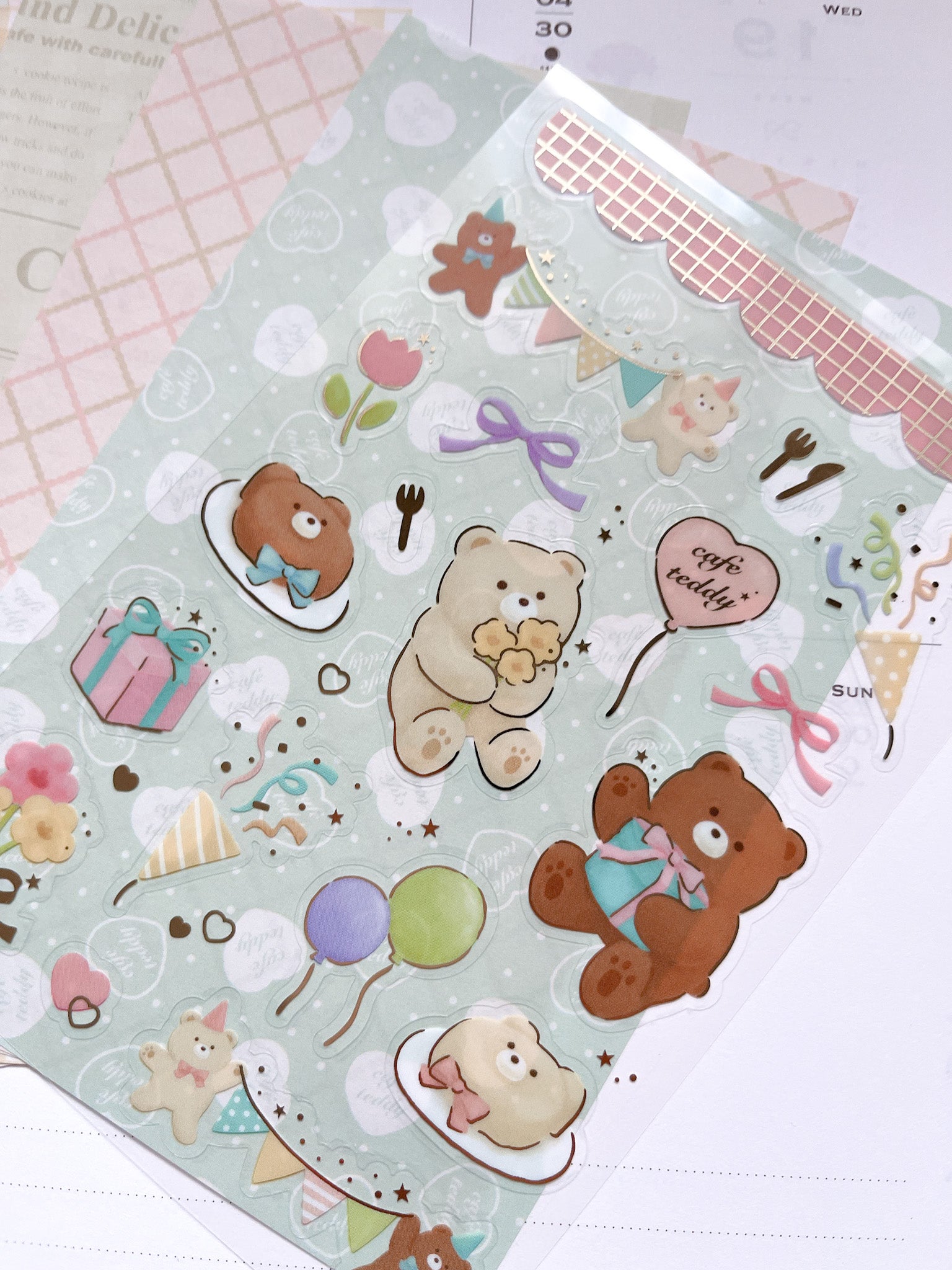 Rokaku | Cafe Teddy Party Sticker Sheet | R0022403