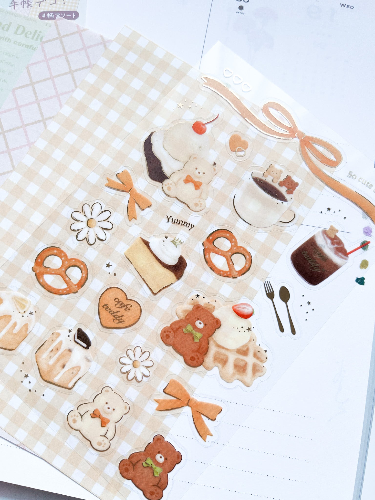 Rokaku | Cafe Teddy Sweets Sticker Sheet | R0022401