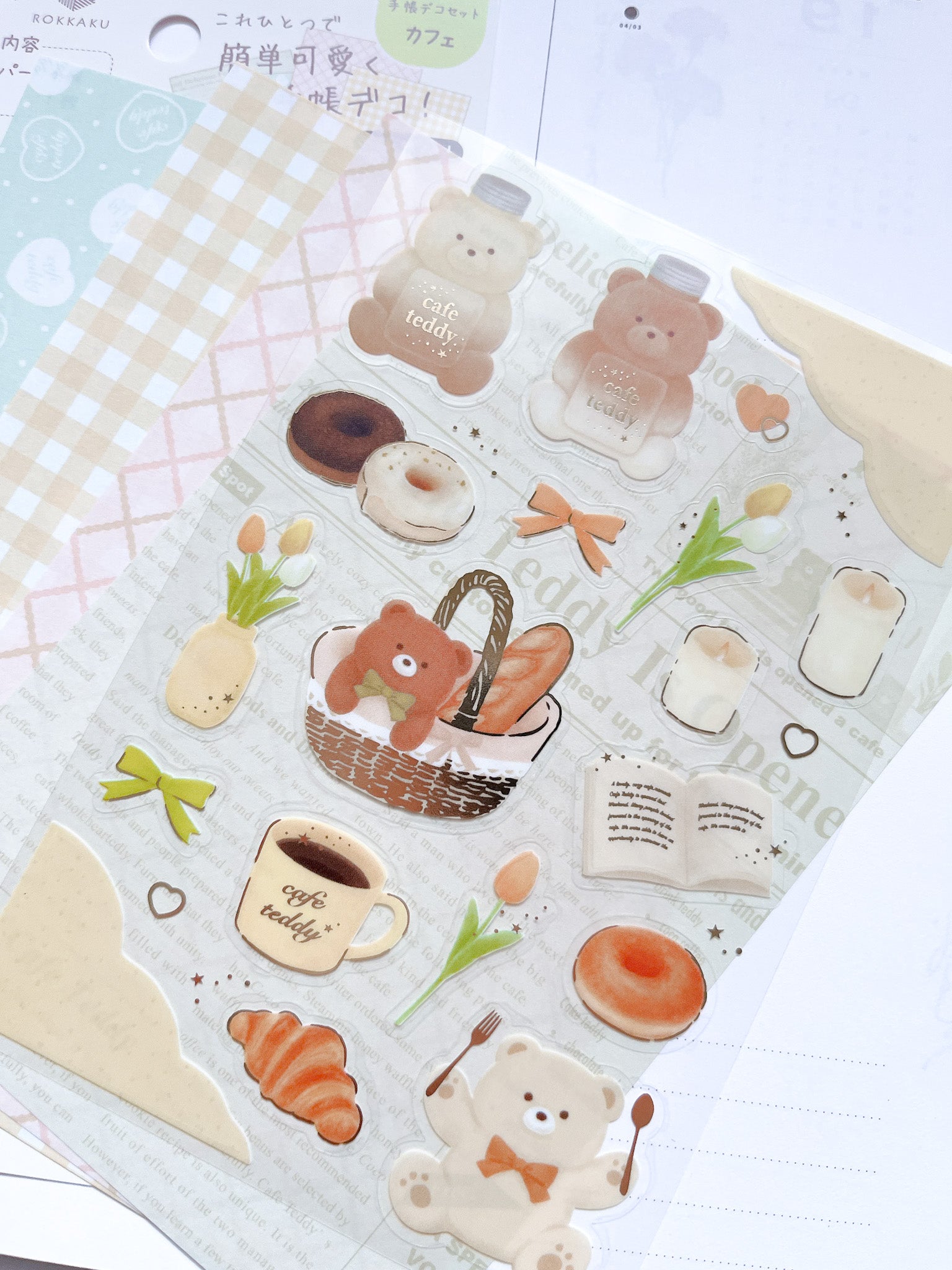 Rokaku | Cafe Teddy Cafe Sticker Sheet | R0022404