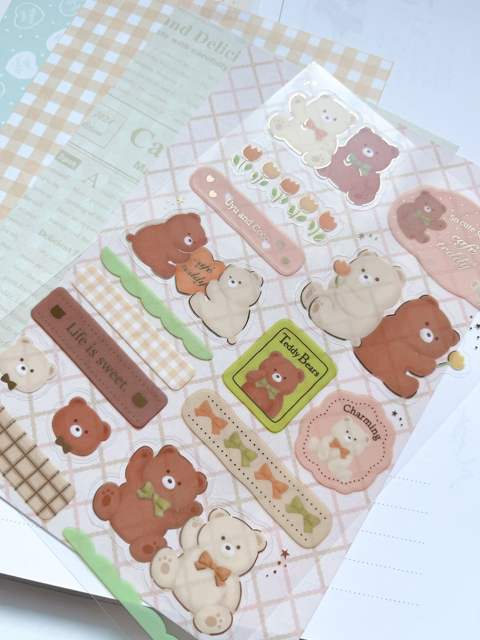 Rokaku | Cafe Teddy Uyukoko Sticker Sheet | R0022402