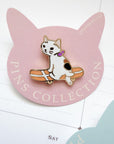Pottering Cat | Skateboard 2 (orange) Enamel Pin | PZ-079