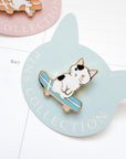 Pottering Cat | Skateboard 1 (blue) Enamel Pin | PZ-078