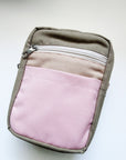 Leyl Handmade | A6 Vertical Journaling Pouch | Tri Color | Powder Pink, Taupe and Olive