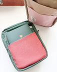 Leyl Handmade | A6 Vertical Journaling Pouch | Bi Color | Boho Green and Terracotta