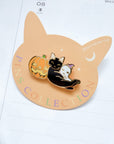 Pottering Cat | Halloween Black Cat Enamel Pin | HW-12