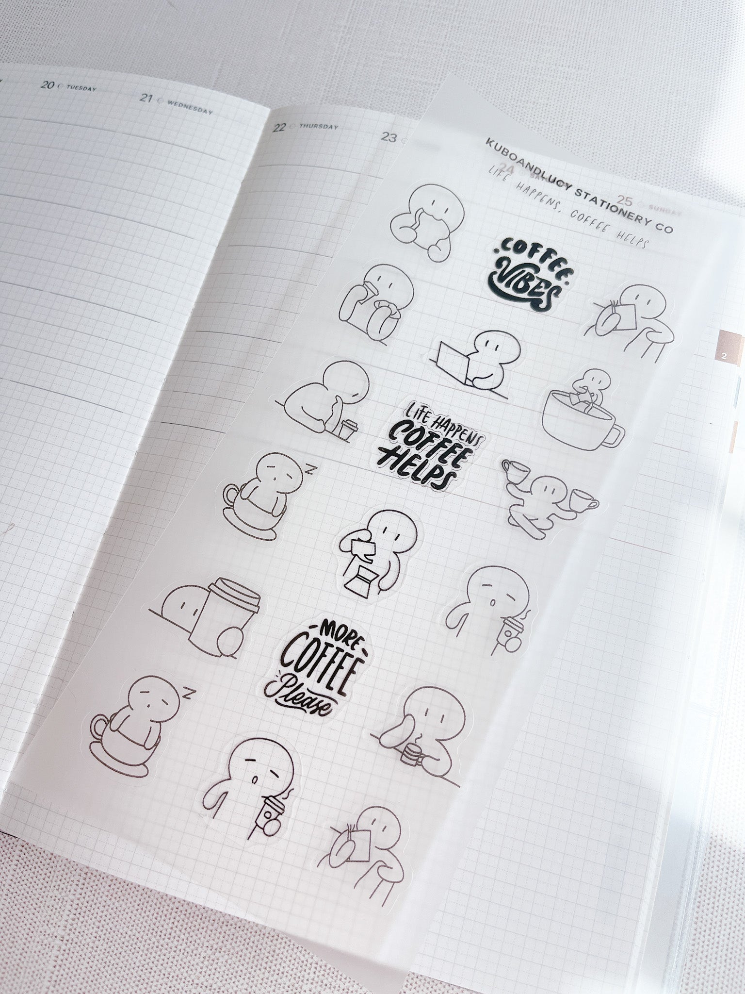 Kuboandlucy Stationery Co | Life Happens, Coffee Helps Sticker Sheet