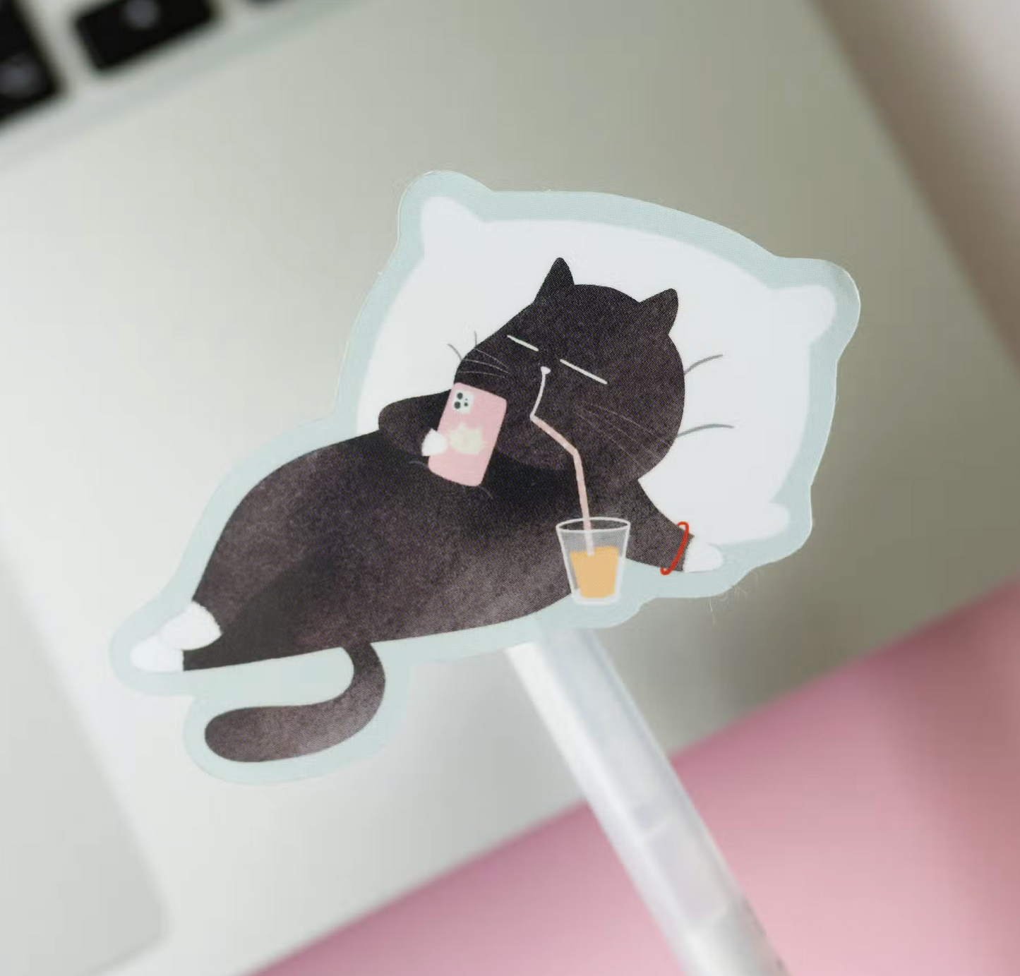 Moonariesillo | Cat with Cocktail Sticker Die Cut