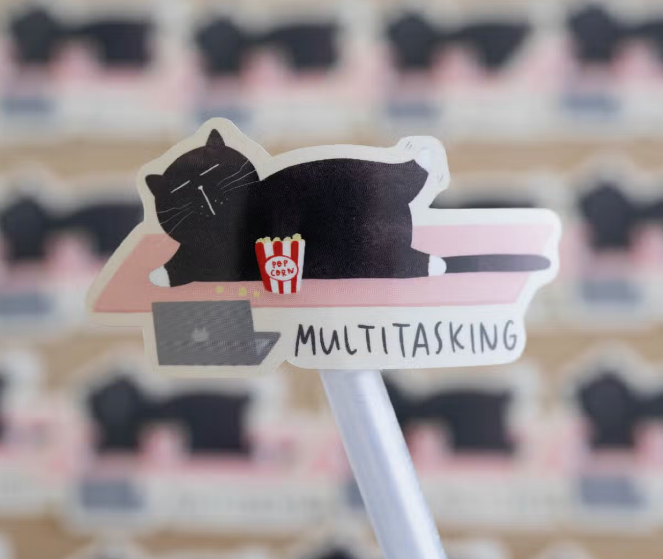 Moonariesillo | Multitasking at It's Finest Cat Sticker Die Cut