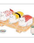 TOKORO KOMUGI | Sushi Cat Postcard