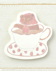 Papier Platz x Shoichiro Tobimatsu | Pink Bear & Tea Cup Die Cut Sticky Notes | 61-504