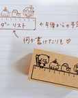 Kayonoko | Panda & Ribbon Girl on Ruler Rubber Stamp