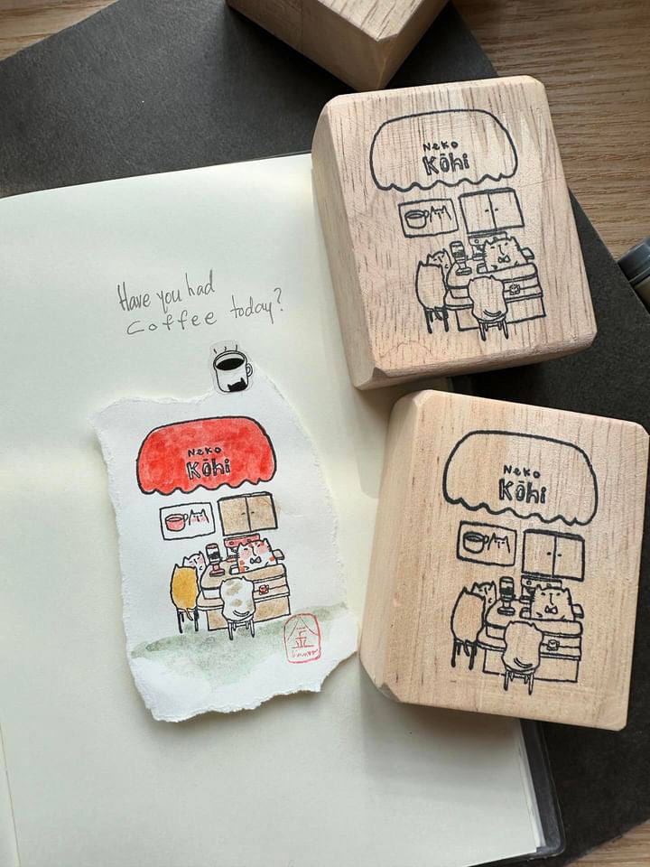 Catdoo Designs | Neko Kohi Rubber Stamp