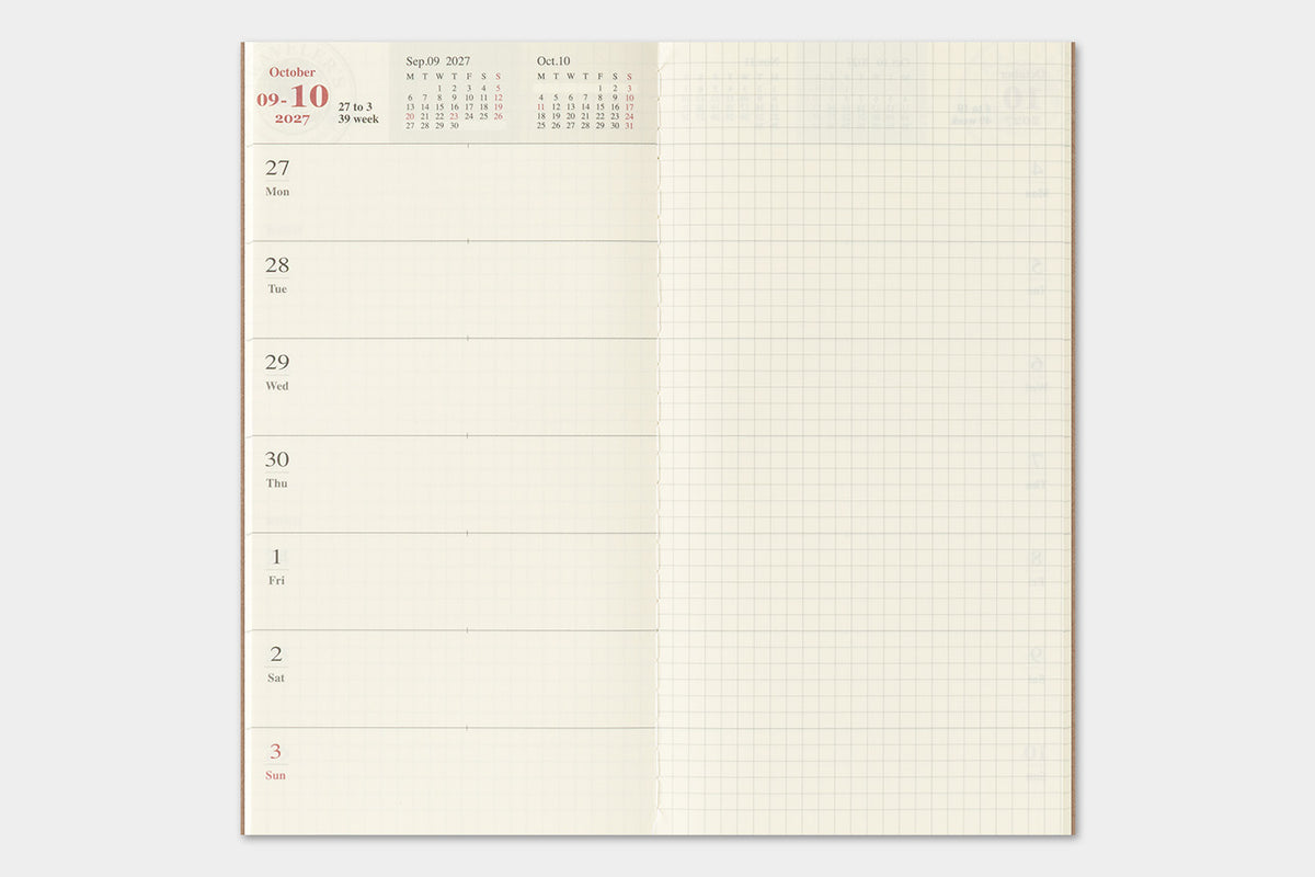 Traveler's Company | 2027 Diary Standard Weekly + Memo | Horizontal | Pre Order | Shipping Oct 19