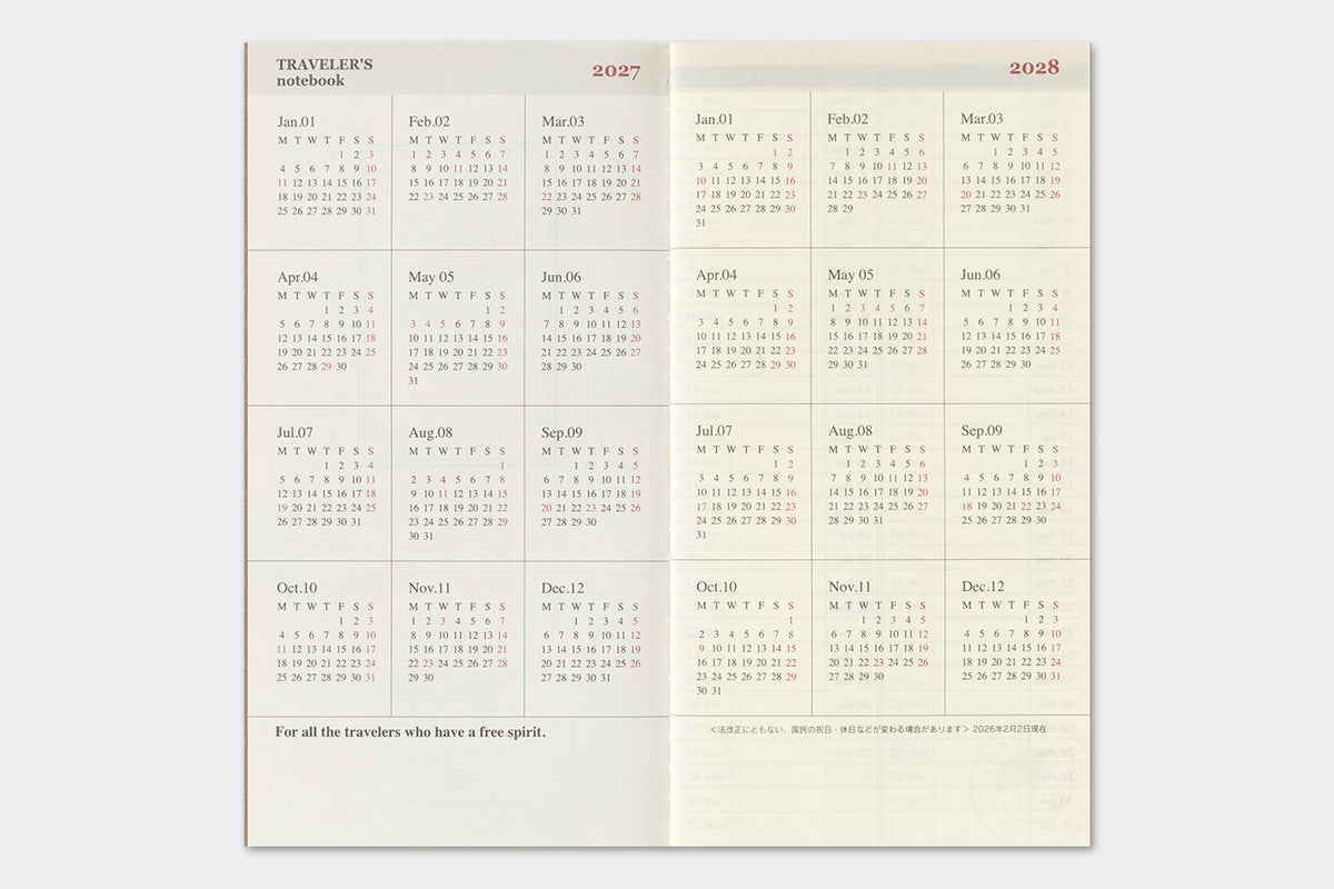 Traveler's Company | 2027 Diary Standard Weekly Vertical | Pre Order - Shipping October 19
