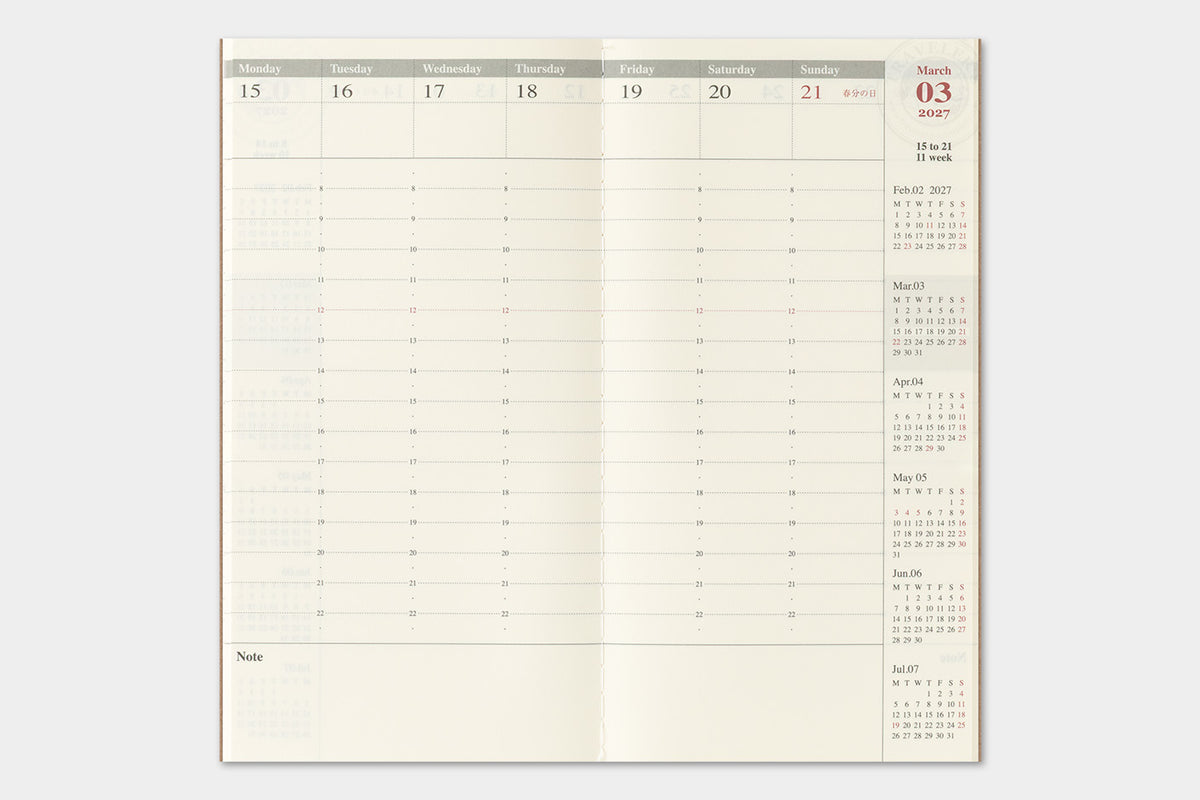 Traveler's Company | 2027 Diary Standard Weekly Vertical | Pre Order - Shipping October 19