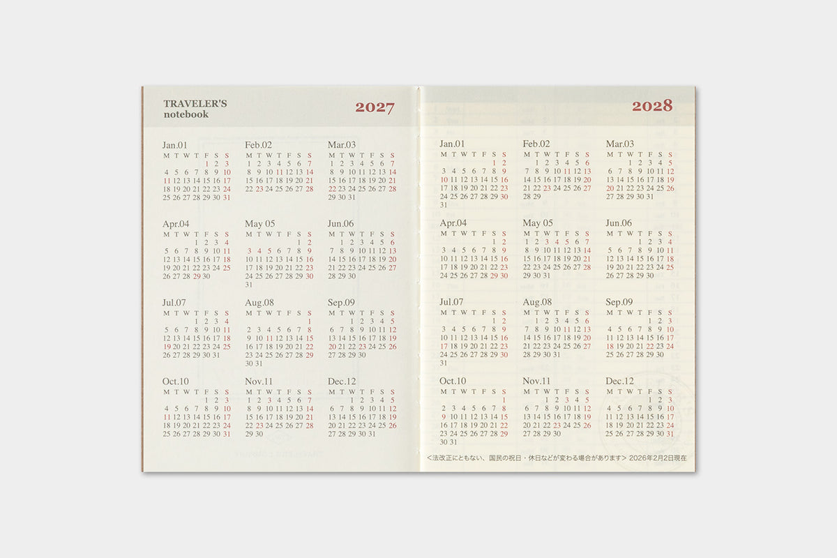 Traveler's Company | 2027 Diary Passport Weekly + Memo | Pre Order | Shipping Oct 19