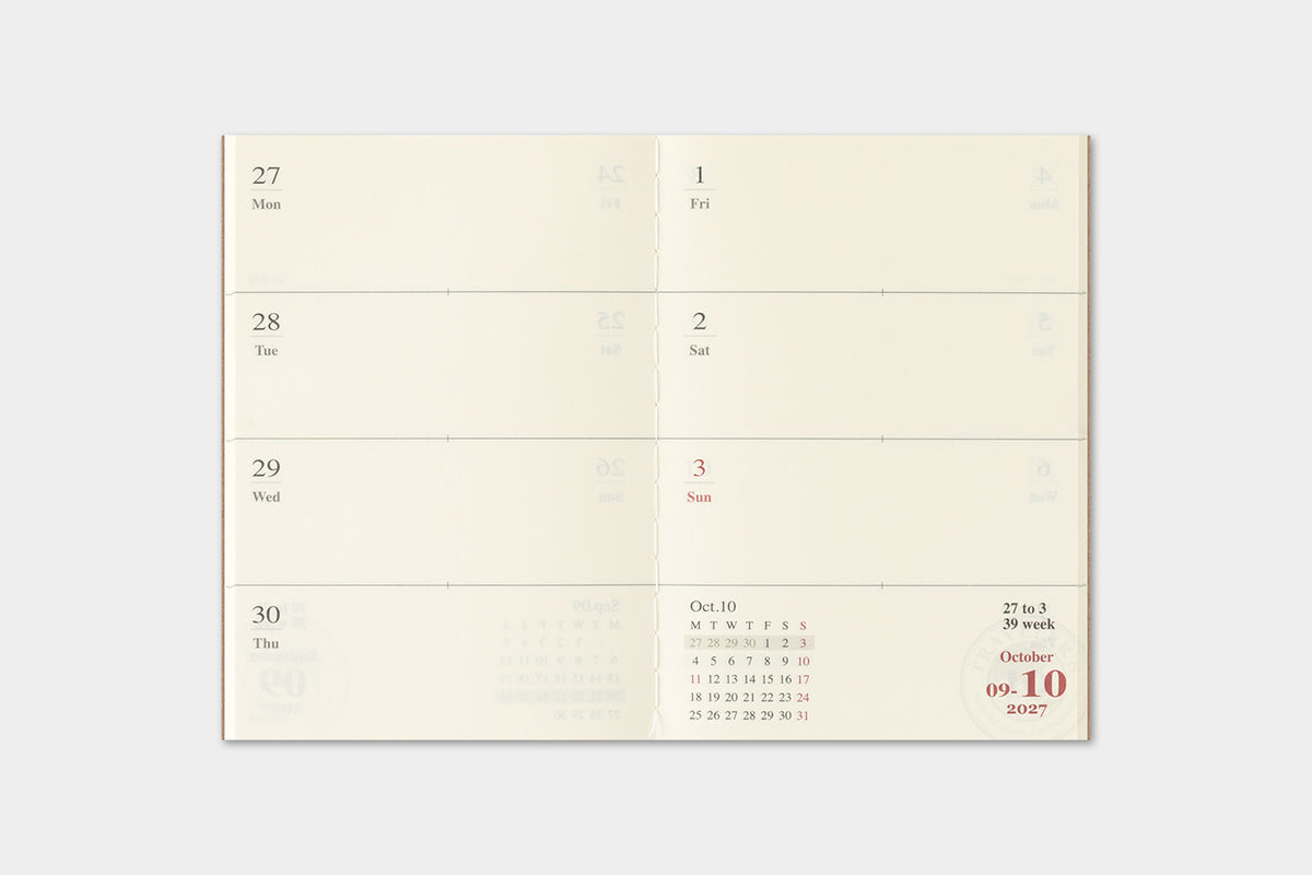 Traveler's Company | 2027 Diary Passport Weekly + Memo | Pre Order | Shipping Oct 19