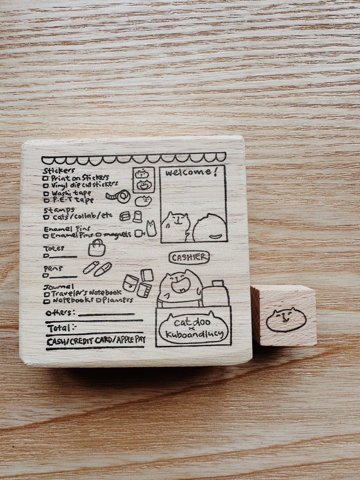 Kuboandlucy x Catdoo Designs | Stationery Menu Rubber Stamp