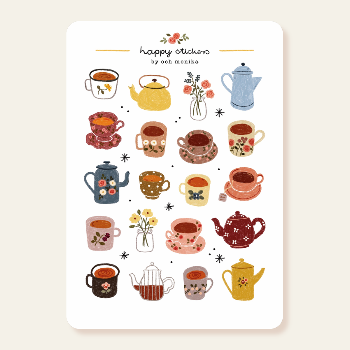 Och Monika Little Teacups - Sticker Sheet
