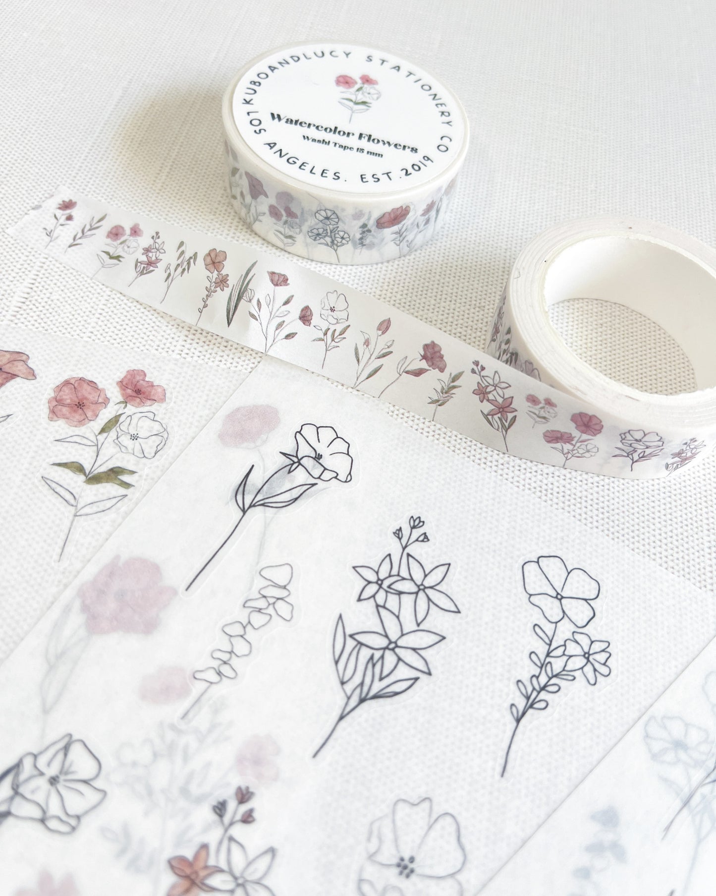 Kuboandlucy Stationery Co | Watercolor Flowers Washi Tape