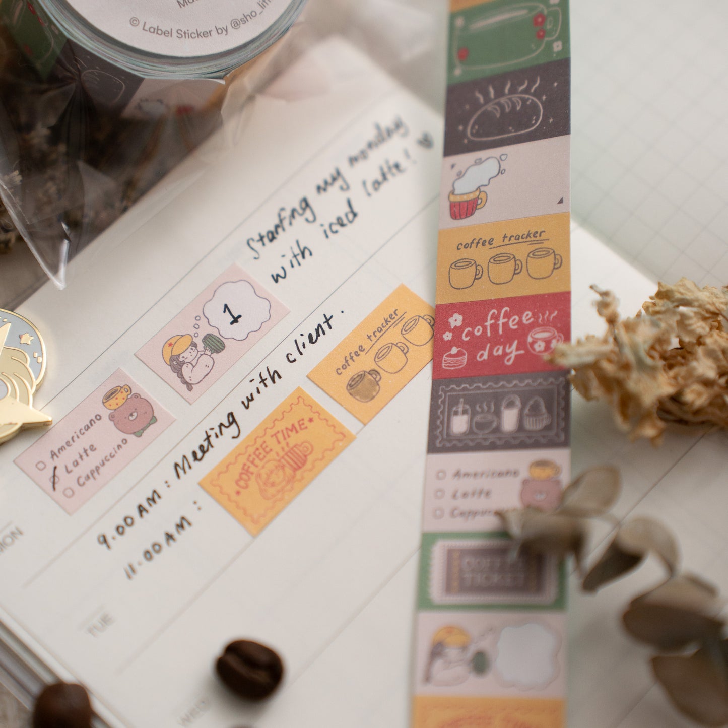 Sho Lil Happiness | Coffee Label Sticker Roll