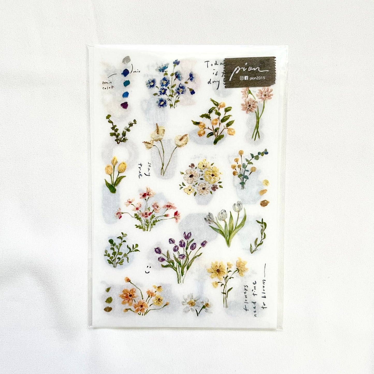 PION Flower & Vases Rub on Sticker