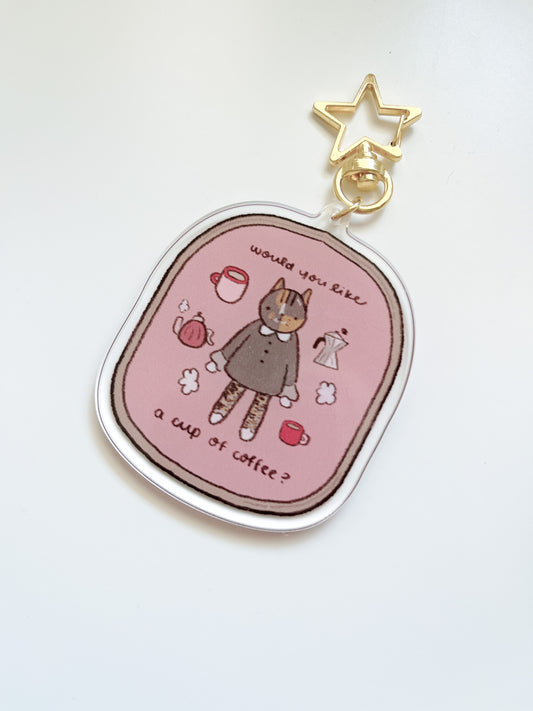 Kuboandlucy x Dana Ate Oatmeal | Would you like a cup of coffee Acrylic Keychain