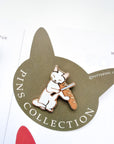 Pottering Cat | French Baguette Enamel Pin |  PZ-003