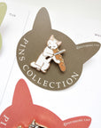 Pottering Cat | French Baguette Enamel Pin |  PZ-003
