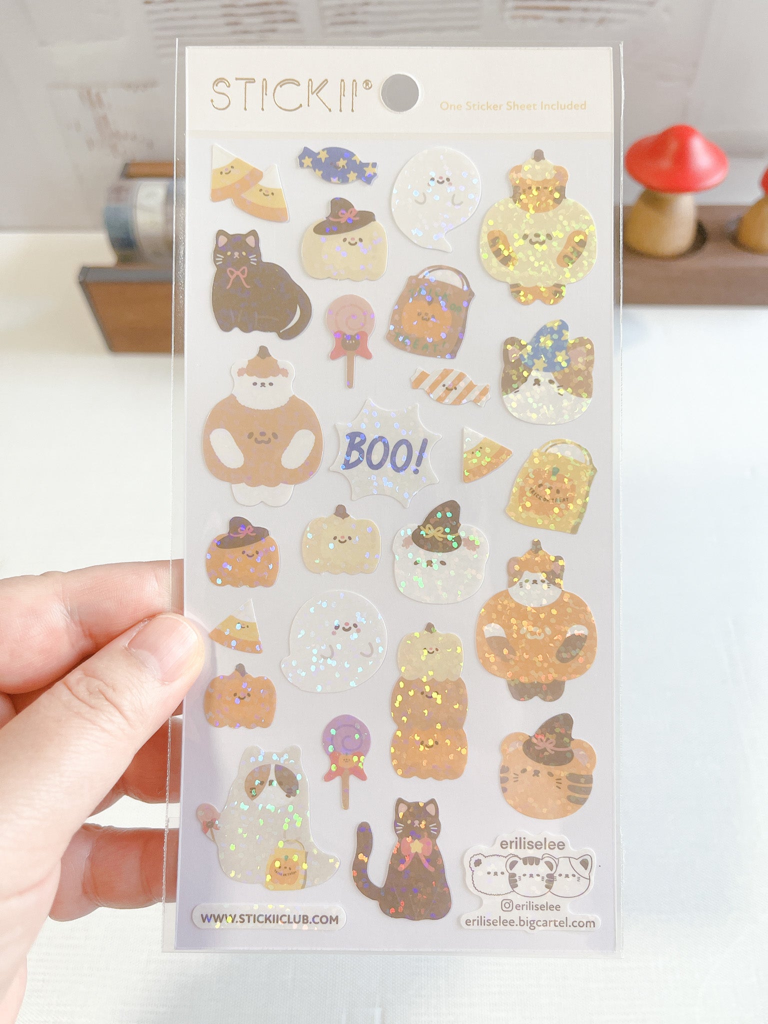 STICK II | Sparkly Spooky Cats Holographic Sticker Sheet