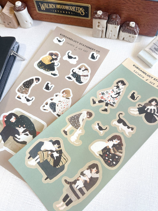 Kathryn and her Kat Sticker Sheet | 2 Designs