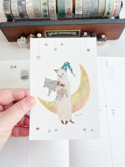 TOKORO KOMUGI | Bedtime Cat Postcard