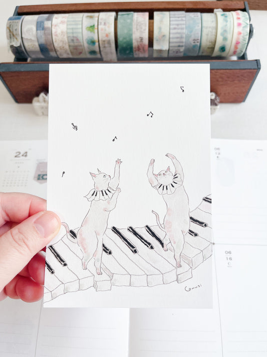 TOKORO KOMUGI | Piano Cats Postcard