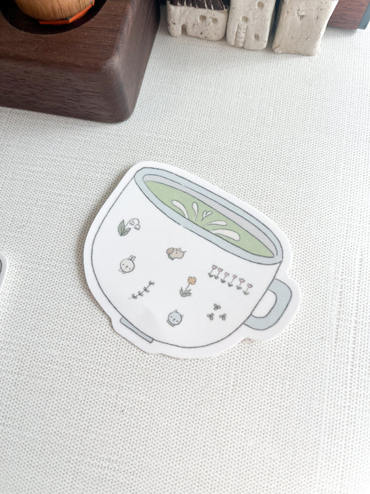 Kuboandlucy x Dana Ate Oatmeal | Cup of Matcha Glossy Sticker Die Cut