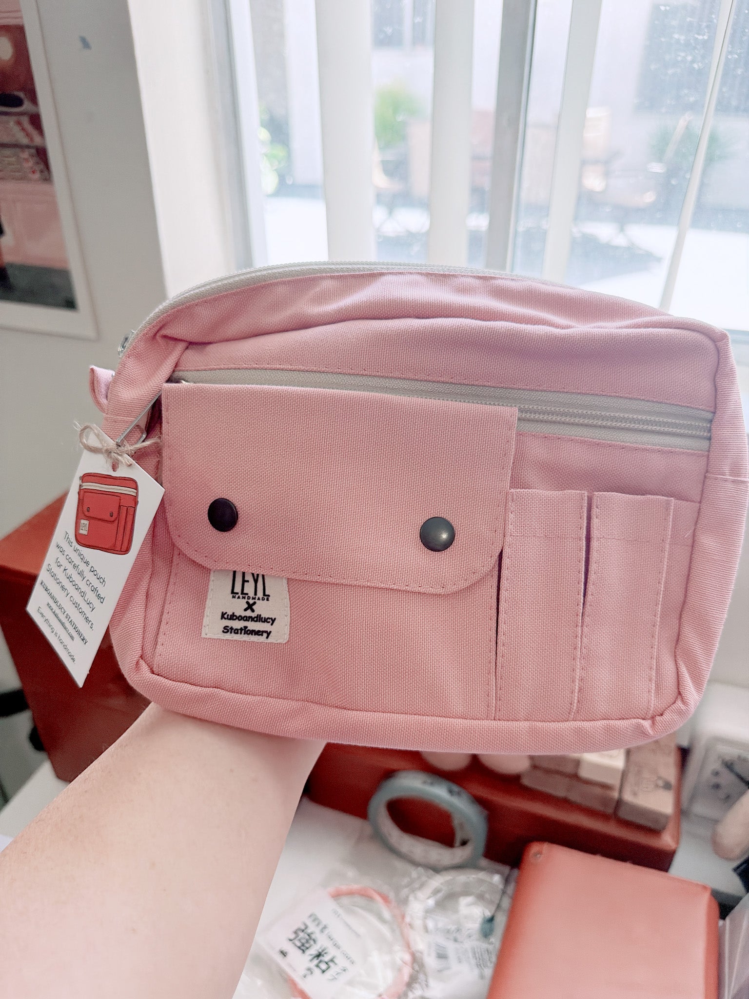 Leyl Handmade | Small Horizontal Journaling Pouch | Powder Pink