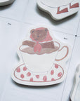 Papier Platz x Shoichiro Tobimatsu | Pink Bear & Tea Cup Die Cut Sticky Notes | 61-504