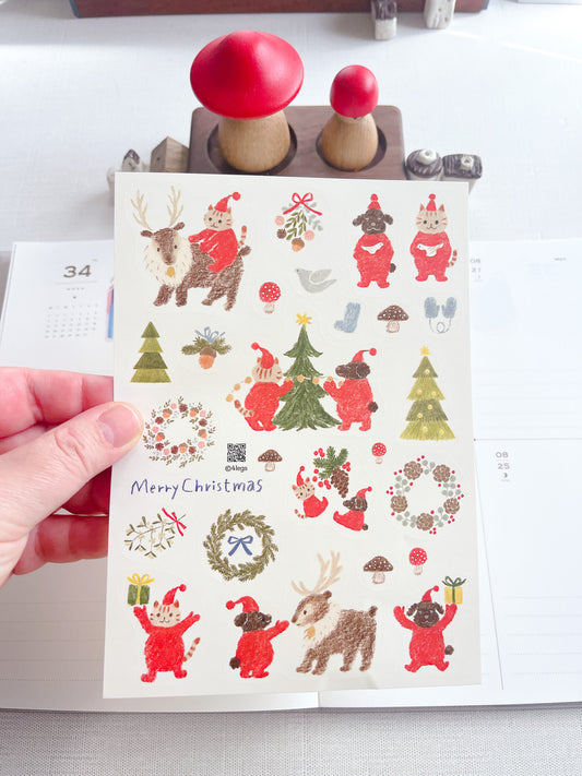 4Legs | Mushroom Cat Merry Christmas Sticker Sheet