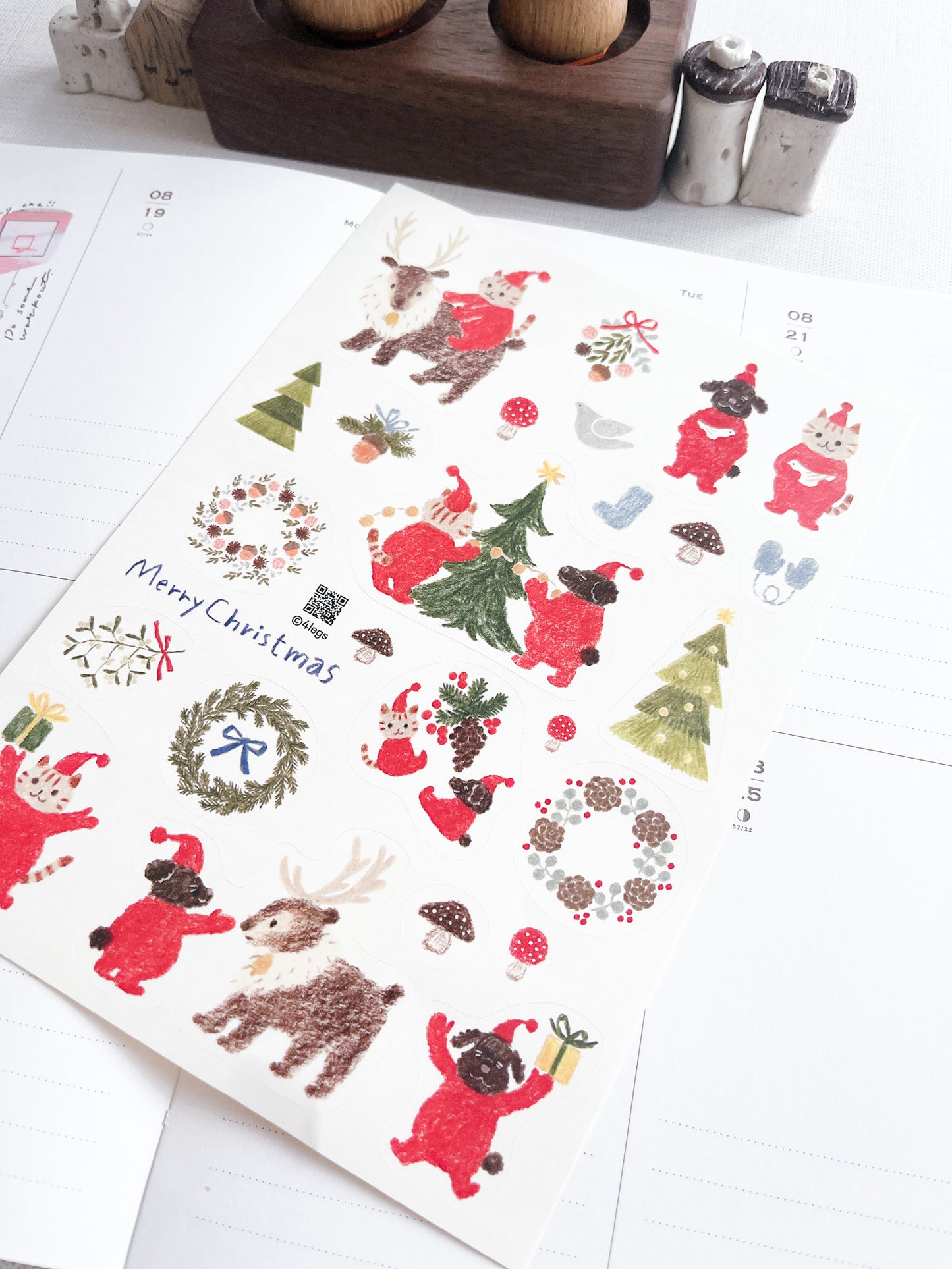 4Legs | Mushroom Cat Merry Christmas Sticker Sheet