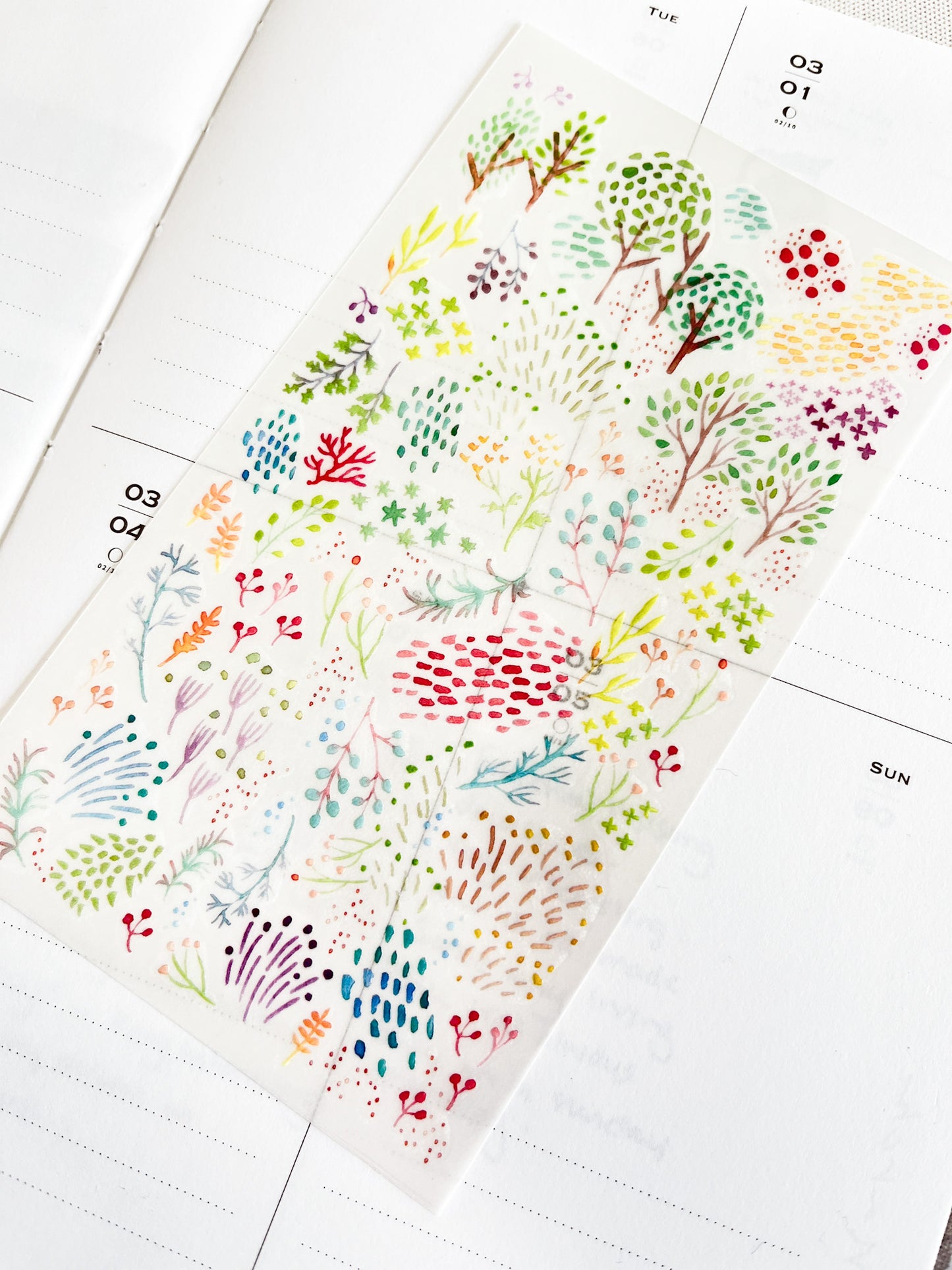 Midori |Watercolor Trees Transfer Stickers | 82588