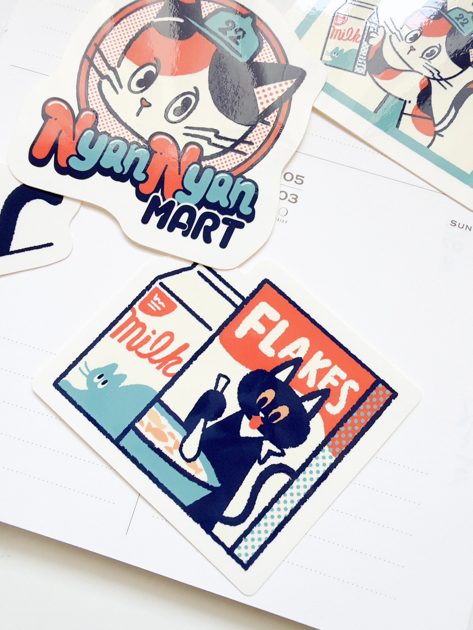Papier Platz  | Nyan Nyan Mart Milk &amp; Flakes  Vinyl Sticker | 32-020