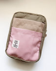 Leyl Handmade | A6 Vertical Journaling Pouch | Tri Color | Powder Pink, Taupe and Olive