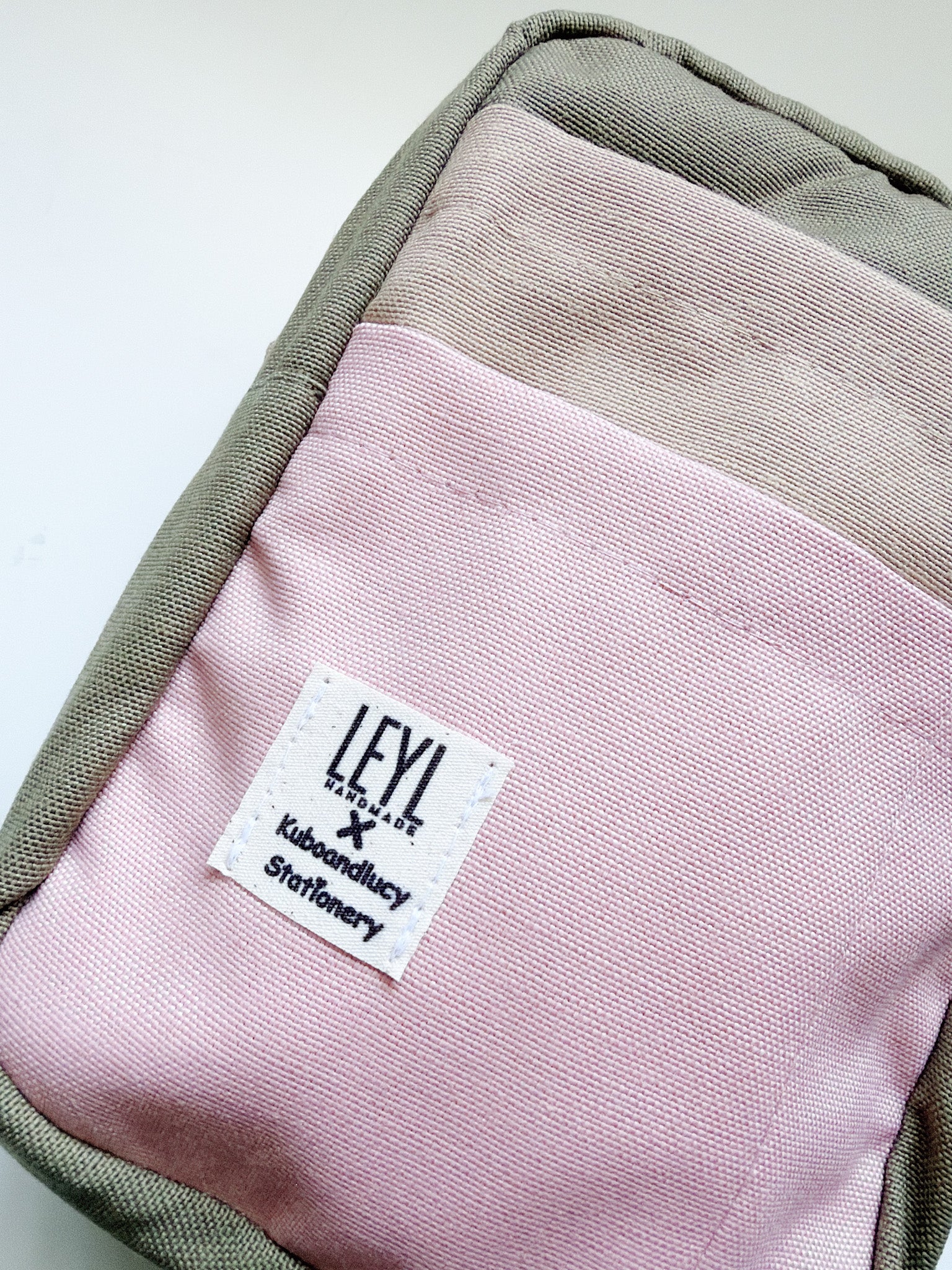 Leyl Handmade | A6 Vertical Journaling Pouch | Tri Color | Powder Pink, Taupe and Olive