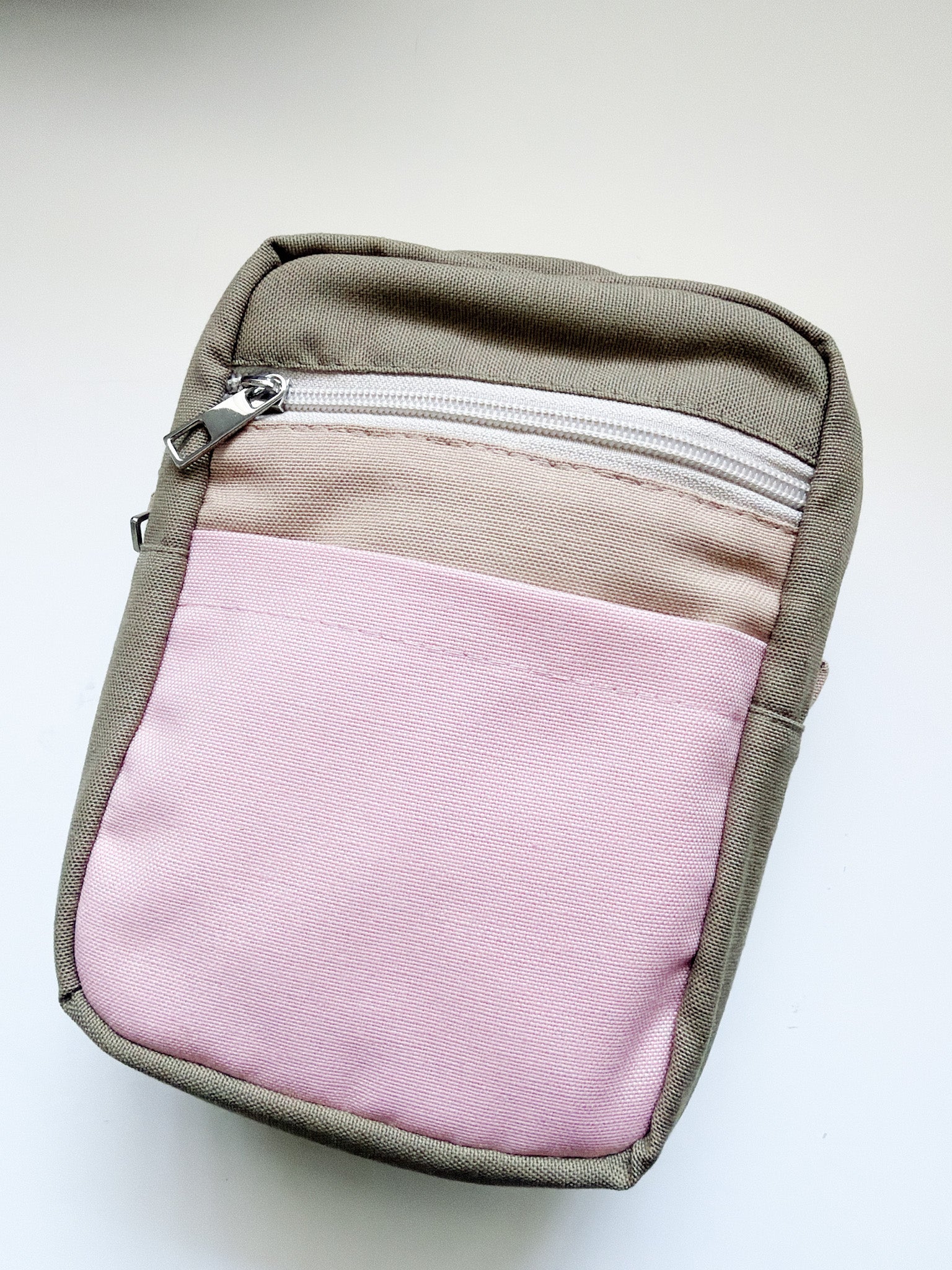 Leyl Handmade | A6 Vertical Journaling Pouch | Tri Color | Powder Pink, Taupe and Olive