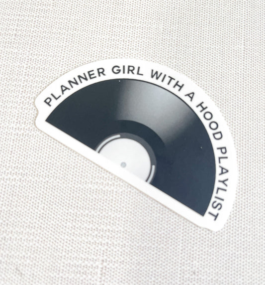 Planner Girl with a Hood Playlist Vinyl Sticker Die Cut
