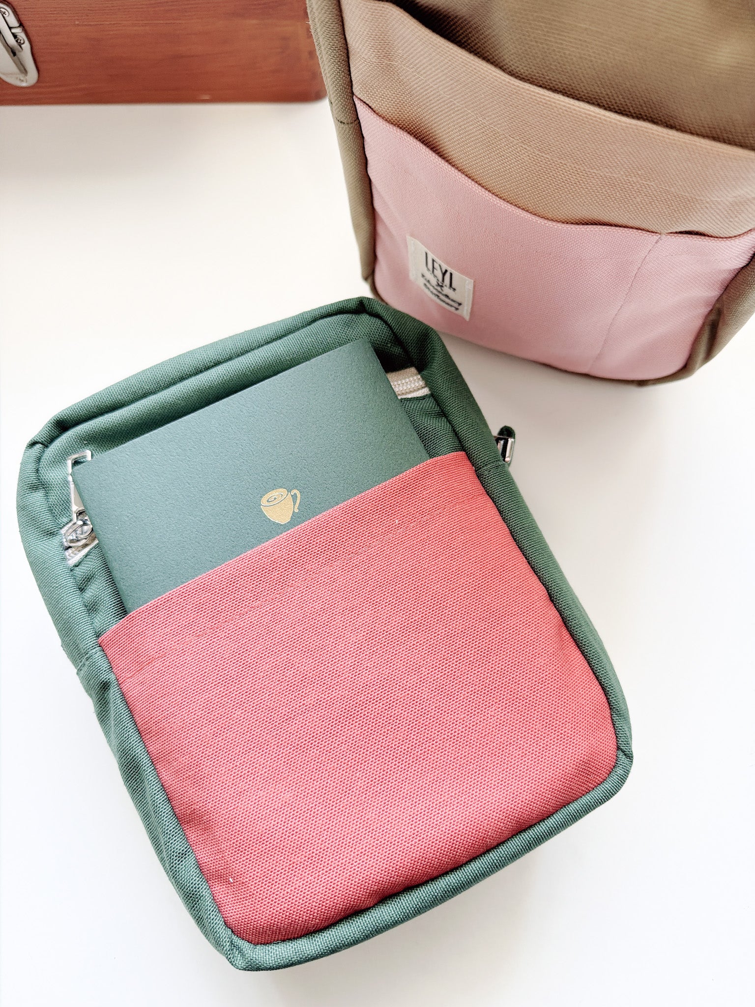 Leyl Handmade | A6 Vertical Journaling Pouch | Bi Color | Boho Green and Terracotta