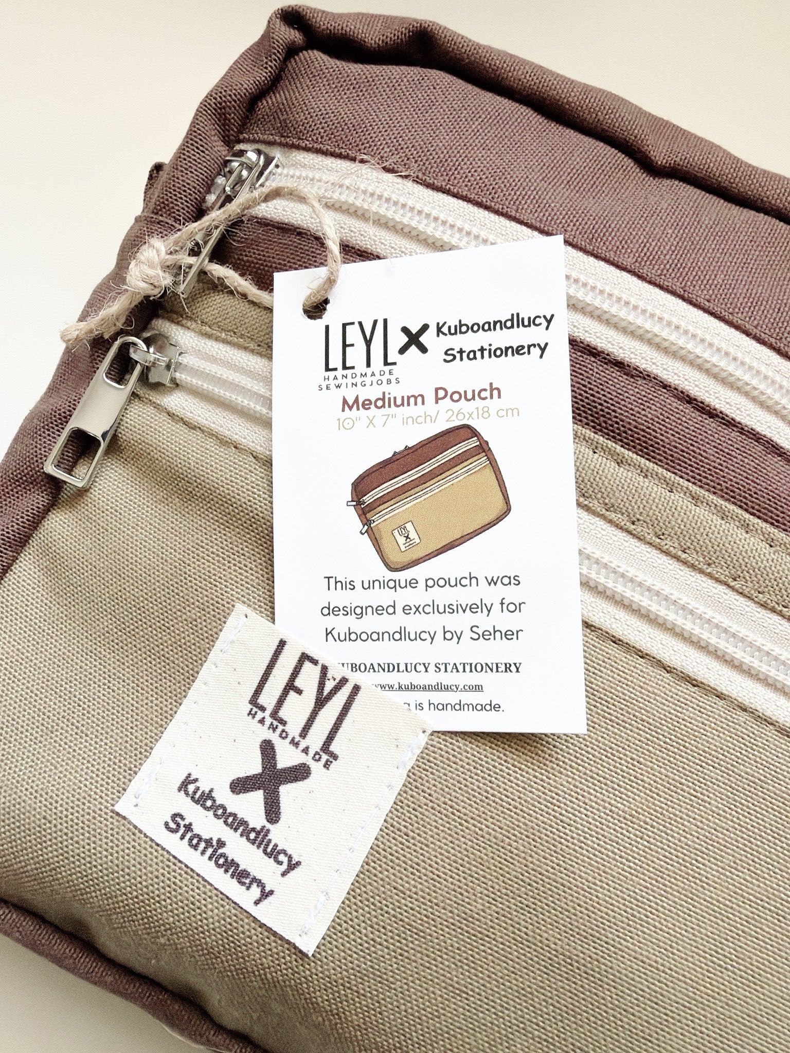Leyl Handmade | Medium Horizontal Journaling Pouch | Bi Color | Walnut Green and Brown