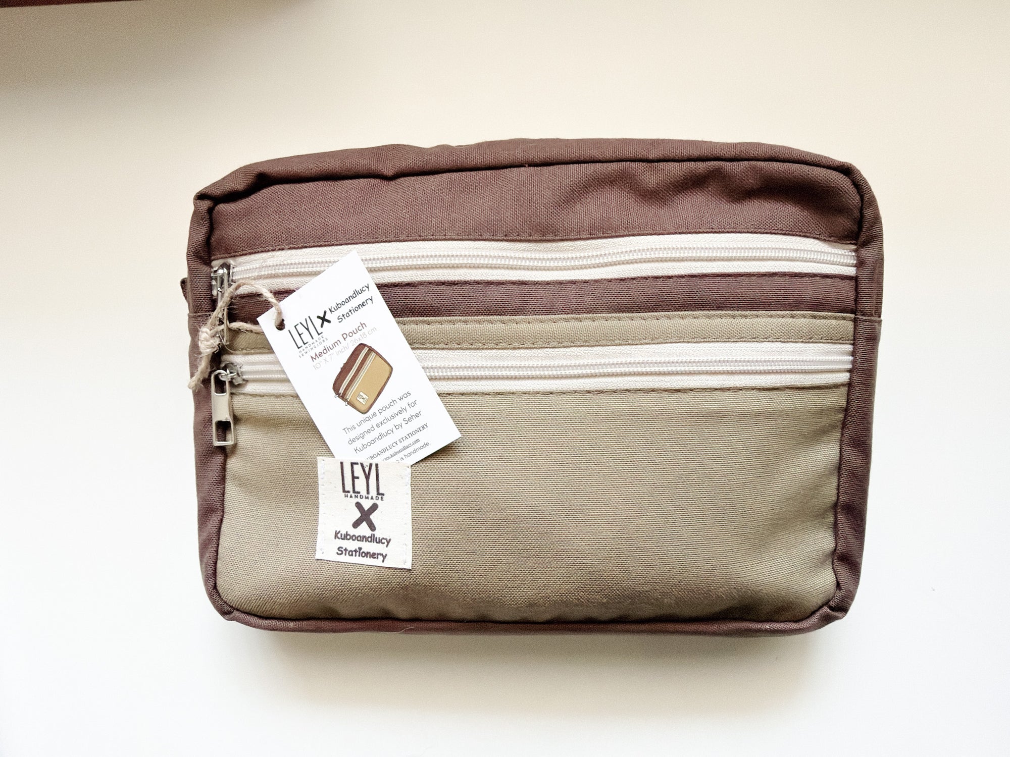 Leyl Handmade | Medium Horizontal Journaling Pouch | Bi Color | Walnut Green and Brown