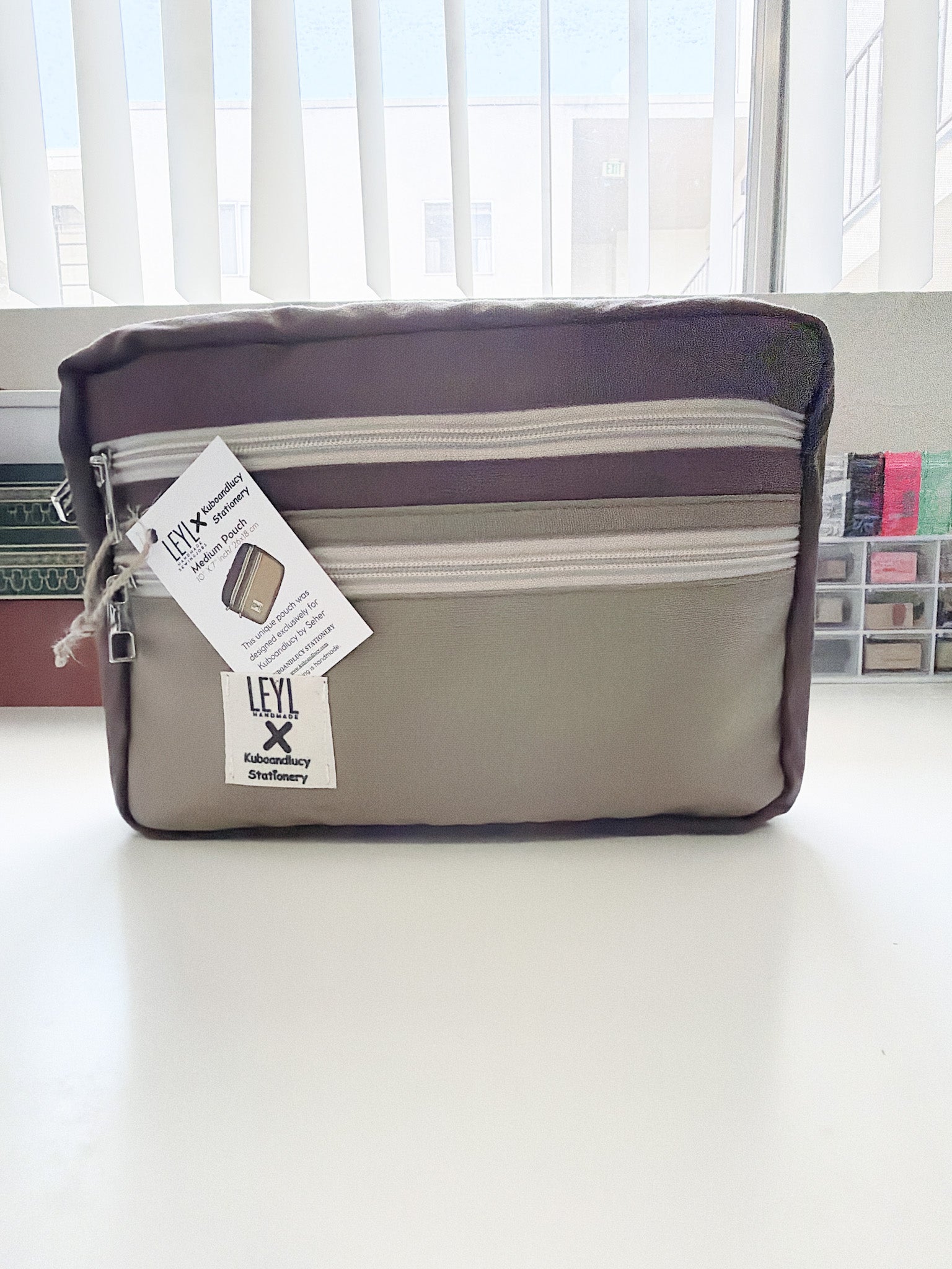 Leyl Handmade | Medium Horizontal Journaling Pouch | Bi Color | Walnut Green and Brown