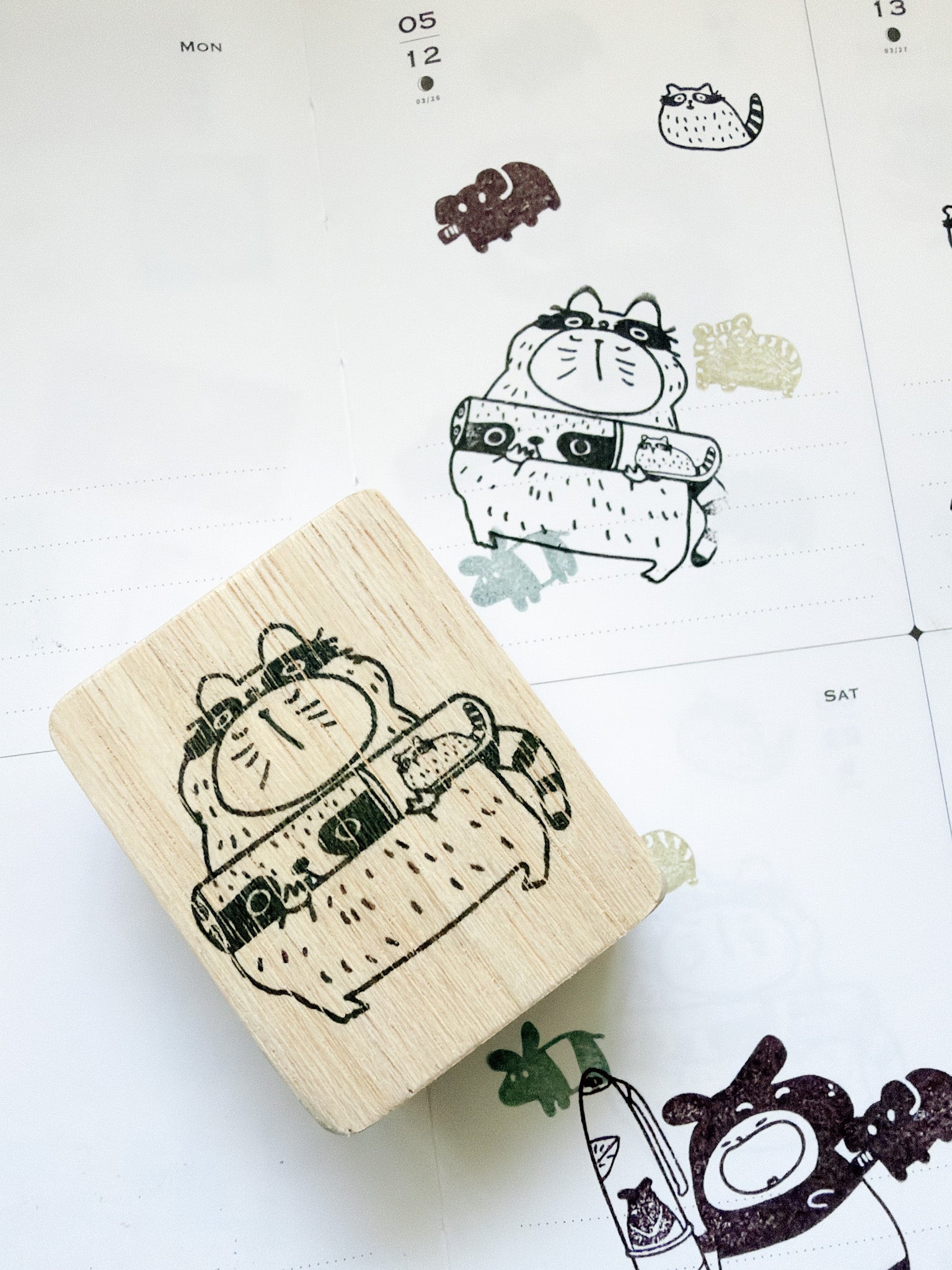 Catdoo Designs | Raccoon &amp; Pen Rubber Stamp